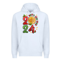 White happy new year 2024 Premium Hoodie - MaliasSmallBusiness