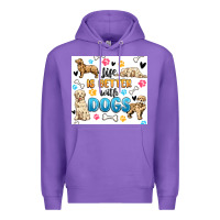 Purple life is better with dogs Premium Hoodie - MaliasSmallBusiness