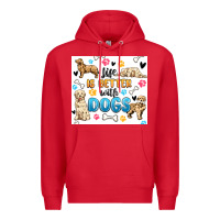Red life is better with dogs Premium Hoodie - MaliasSmallBusiness