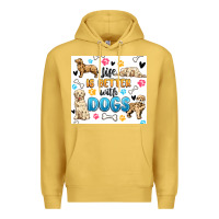 Antique Gold life is better with dogs Premium Hoodie - MaliasSmallBusiness