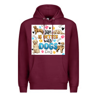 Burgundy life is better with dogs Premium Hoodie - MaliasSmallBusiness