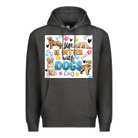 Charcoal Heather life is better with dogs Premium Hoodie - MaliasSmallBusiness