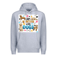 Heather Grey life is better with dogs Premium Hoodie - MaliasSmallBusiness