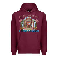Burgundy hot girls support their local library Premium Hoodie - MaliasSmallBusiness