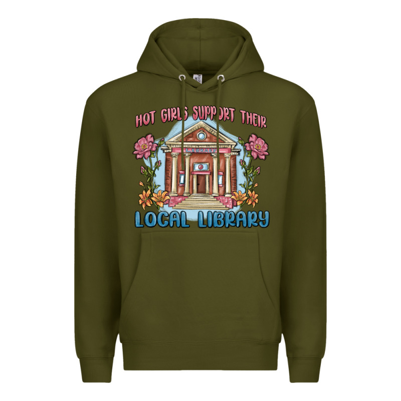 Hot Girls Support Their Local Library Premium Hoodie by MaliasSmallBusiness | Teevron