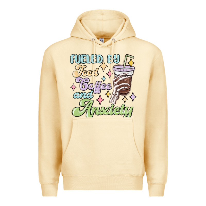 Fueled By Iced Coffee And Anxiety Premium Hoodie by MaliasSmallBusiness | Teevron