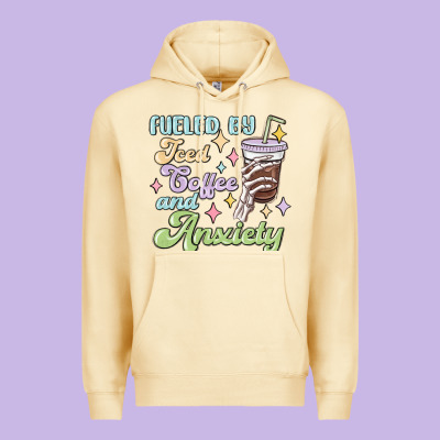 Premium Hoodie fueled by iced coffee and anxiety