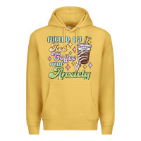 Antique Gold fueled by iced coffee and anxiety Premium Hoodie - MaliasSmallBusiness