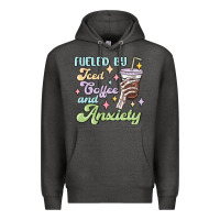Charcoal Heather fueled by iced coffee and anxiety Premium Hoodie - MaliasSmallBusiness