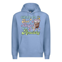 Colony Blue fueled by iced coffee and anxiety Premium Hoodie - MaliasSmallBusiness
