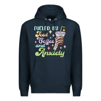 Navy fueled by iced coffee and anxiety Premium Hoodie - MaliasSmallBusiness