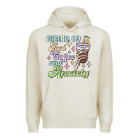Oatmeal Heather fueled by iced coffee and anxiety Premium Hoodie - MaliasSmallBusiness