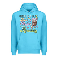 Ocean Blue fueled by iced coffee and anxiety Premium Hoodie - MaliasSmallBusiness