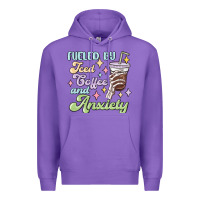 Purple fueled by iced coffee and anxiety Premium Hoodie - MaliasSmallBusiness