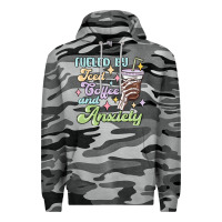 Slate Camo fueled by iced coffee and anxiety Premium Hoodie - MaliasSmallBusiness