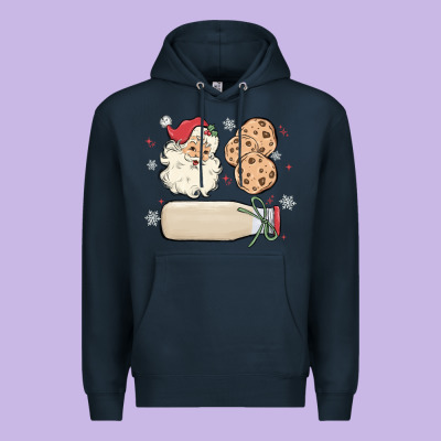 Premium Hoodie custom milk and cookies with santa