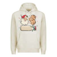 Oatmeal Heather custom milk and cookies with santa Premium Hoodie - MaliasSmallBusiness