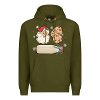 Army Green custom milk and cookies with santa Premium Hoodie - MaliasSmallBusiness