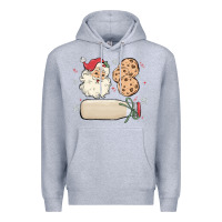 Heather Grey custom milk and cookies with santa Premium Hoodie - MaliasSmallBusiness