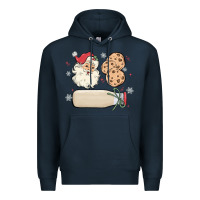 Navy custom milk and cookies with santa Premium Hoodie - MaliasSmallBusiness