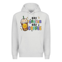 Dove Grey half teacher half coffee Premium Hoodie - MaliasSmallBusiness