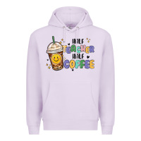 Lilac half teacher half coffee Premium Hoodie - MaliasSmallBusiness