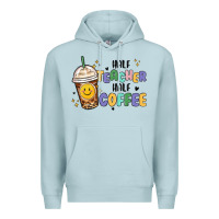Blue Mist half teacher half coffee Premium Hoodie - MaliasSmallBusiness