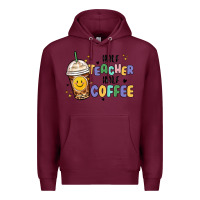 Burgundy half teacher half coffee Premium Hoodie - MaliasSmallBusiness
