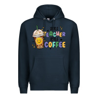 Navy half teacher half coffee Premium Hoodie - MaliasSmallBusiness