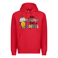 Red half teacher half coffee Premium Hoodie - MaliasSmallBusiness
