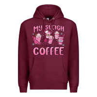 Burgundy my sleigh runs on coffee Premium Hoodie - MaliasSmallBusiness