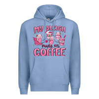 Colony Blue my sleigh runs on coffee Premium Hoodie - MaliasSmallBusiness