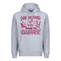 Heather Grey my sleigh runs on coffee Premium Hoodie - MaliasSmallBusiness