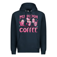 Navy my sleigh runs on coffee Premium Hoodie - MaliasSmallBusiness