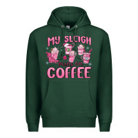 Sports Green my sleigh runs on coffee Premium Hoodie - MaliasSmallBusiness