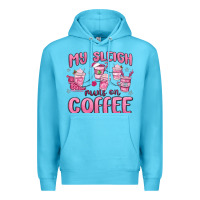 Ocean Blue my sleigh runs on coffee Premium Hoodie - MaliasSmallBusiness