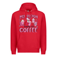 Red my sleigh runs on coffee Premium Hoodie - MaliasSmallBusiness