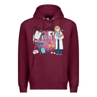 Burgundy stay healthy nurse Premium Hoodie - MaliasSmallBusiness