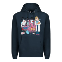 Navy stay healthy nurse Premium Hoodie - MaliasSmallBusiness