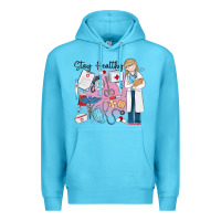 Ocean Blue stay healthy nurse Premium Hoodie - MaliasSmallBusiness