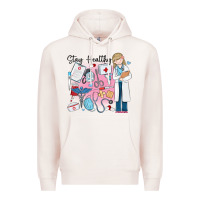 Pale Pink stay healthy nurse Premium Hoodie - MaliasSmallBusiness
