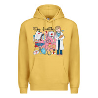 Antique Gold stay healthy nurse Premium Hoodie - MaliasSmallBusiness