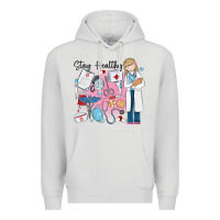 Dove Grey stay healthy nurse Premium Hoodie - MaliasSmallBusiness