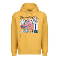 Mustard stay healthy nurse Premium Hoodie - MaliasSmallBusiness