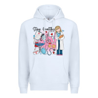 White stay healthy nurse Premium Hoodie - MaliasSmallBusiness