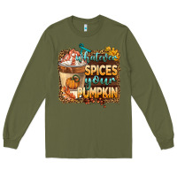 Army Green whatever spıces your pumpkin Long Sleeve Tee - BarkalooDesign