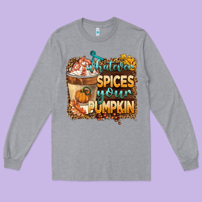 Whatever Spıces Your Pumpkin Long Sleeve Tee Designed By Barkaloodesign