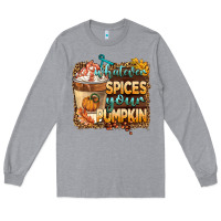 Heather Grey whatever spıces your pumpkin Long Sleeve Tee - BarkalooDesign