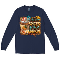 Navy whatever spıces your pumpkin Long Sleeve Tee - BarkalooDesign