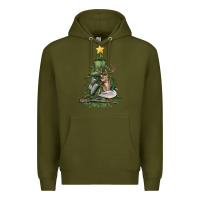Army Green hunting christmas tree Premium Hoodie - MaliasSmallBusiness